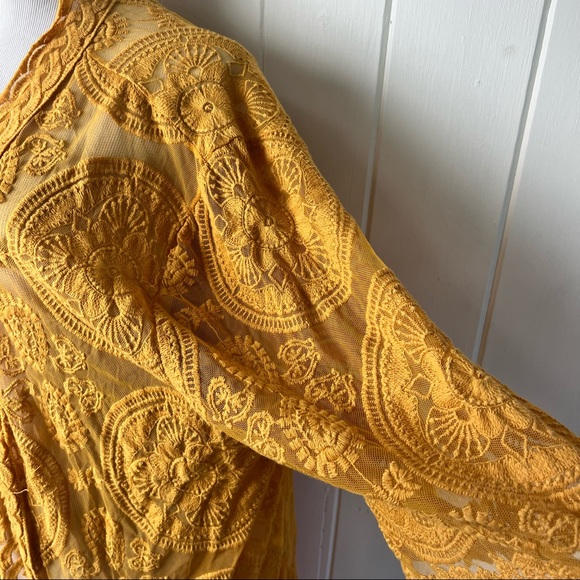 Umgee Mustard Yellow Embroidered Boho Duster - Picture 5 of 13